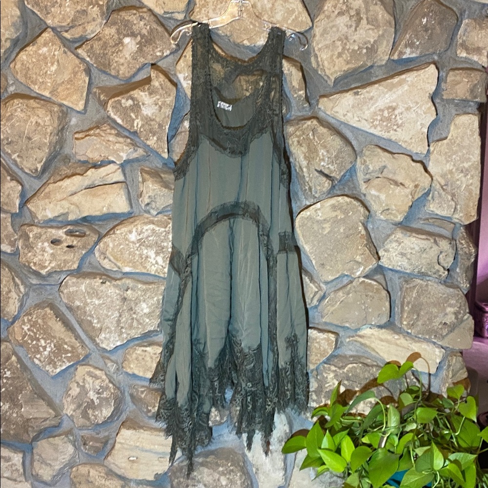 Forest green lace slip dress tunic…reserved… - Picture 2 of 10